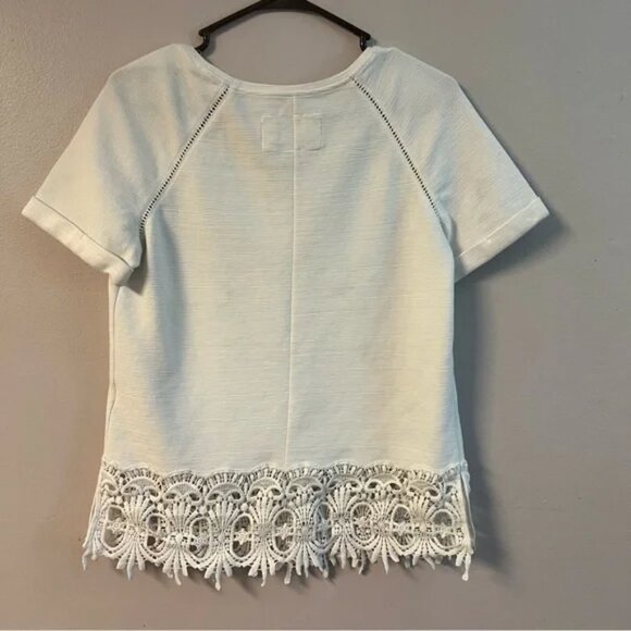 Anthropologie Women's Saturday Sunday White Lace Trim Blouse Size Small - Picture 3 of 7